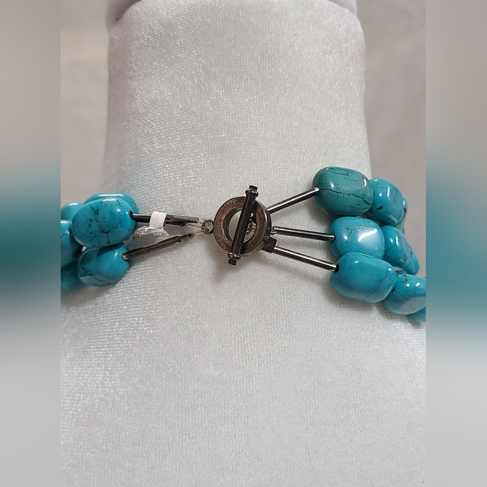 Multi Layer Turquoise Statement Necklace With Sta… - image 4